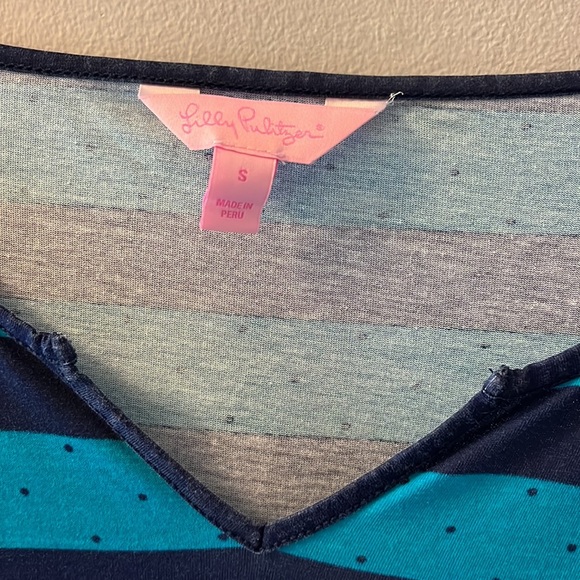 Lilly Pulitzer Gretchen Dress Size Small Tropez Blue Polka Dot Stripe - Picture 7 of 11